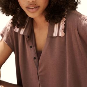 Free People Movement Time Out Tee Lightweight Button up with collar